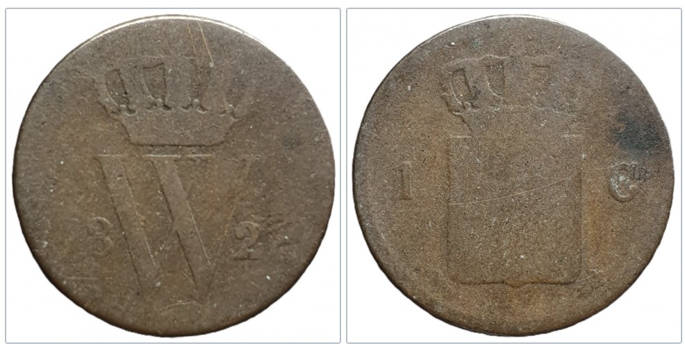  Niederlande 1 Cent 1828 Münzzeichen Caduceus - Utrecht Kupfer   