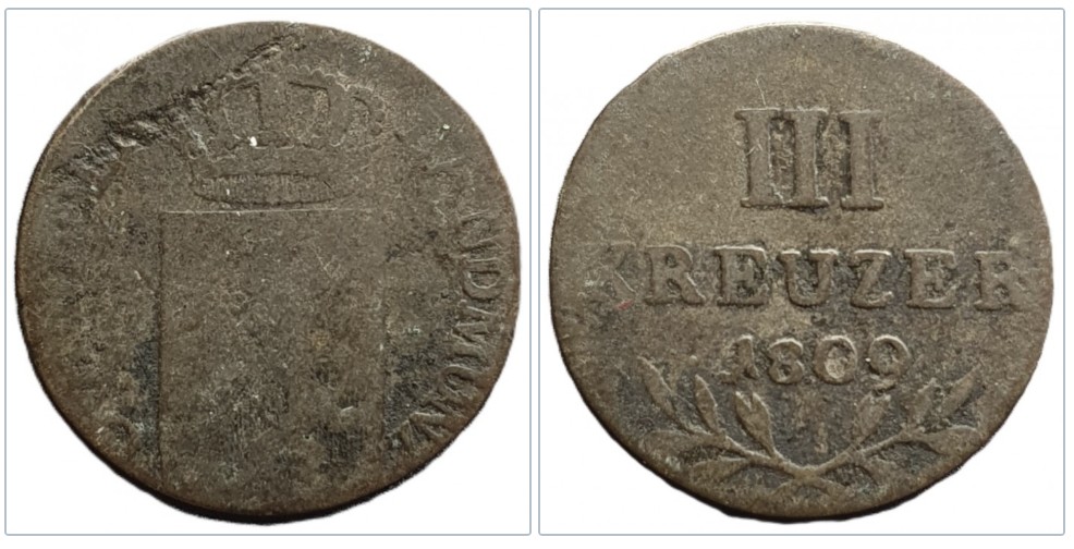  Baden 3 Kreuzer 1809 Silber   