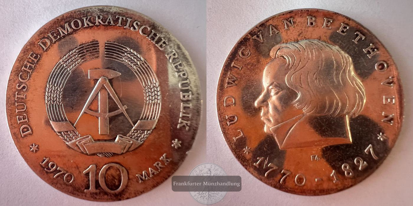  Deutschland 10 Mark 1970 (Ludwig van Beethoven) FM-FRANKFURT KM#27 Feinsilber: 10,625g   