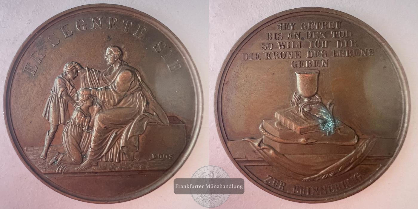  Deutschland. Medaille von Loos -  Christ Blessing 2 Children FM-FRANKFURT Bronze: 27g   