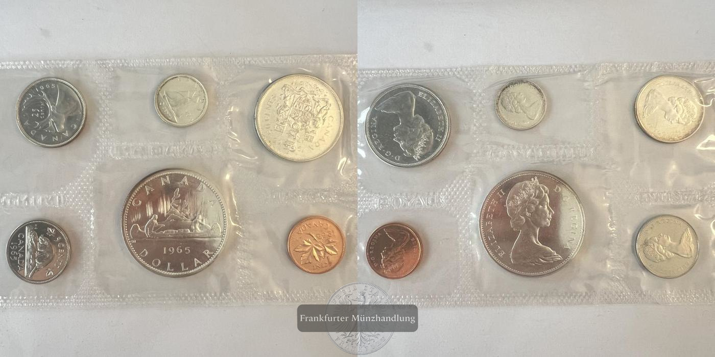 LOT: Kanada 1965 1 Dollar Elizabeth II 50,25,10,5,1 -cents FM-FRANKFRURT KM# 64.1 Feinsilber: 34,5g   