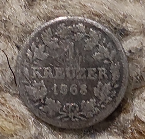  Württemberg 1 Kreuzer 1868, SILBER, etwas abgegriffen   