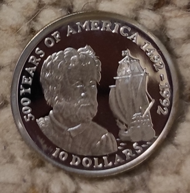  Cook Islands 10 Dollar 1990, SILBER, 500. Jahrestag - Entdeckung Amerikas, Amerigo Vespucci   