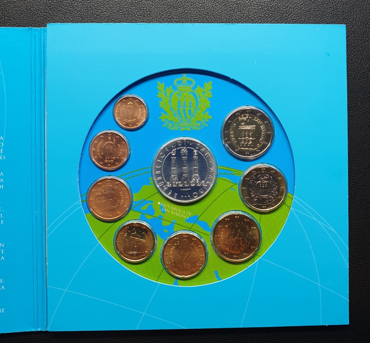  San Marino Euro KMS 2008 Kursmünzensatz mit 5€ Silbermünze Im Folder   