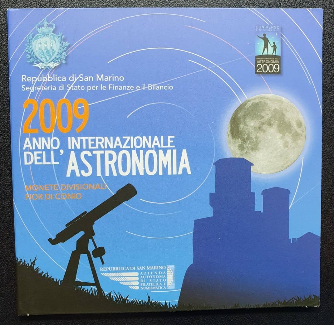 San Marino Euro KMS Kursmünzensatz 2009 - Astronomie - Silbermünze 5 Euro