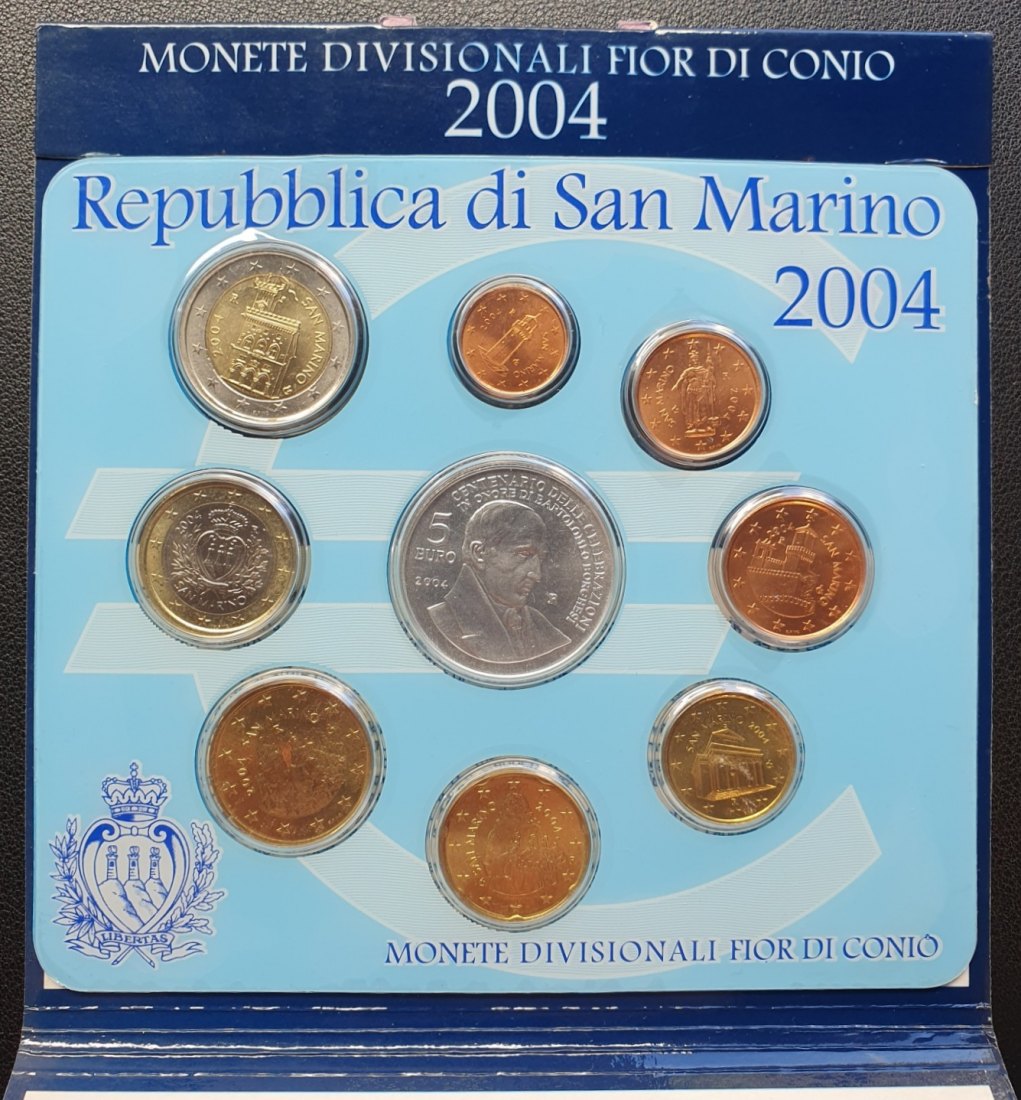  San Marino Euro KMS 2004 im original Blister mit 5 Euro Silber   