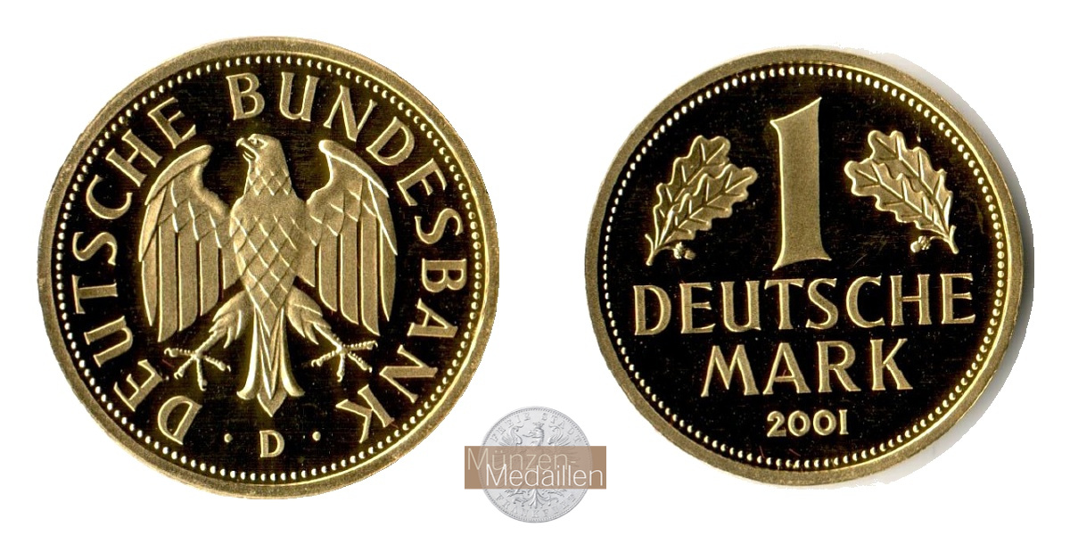 BRD   1 Mark  2001 D MM-Frankfurt   Feingold: 12g Goldene Abschiedsprägung der Deutschen Bundesbank 