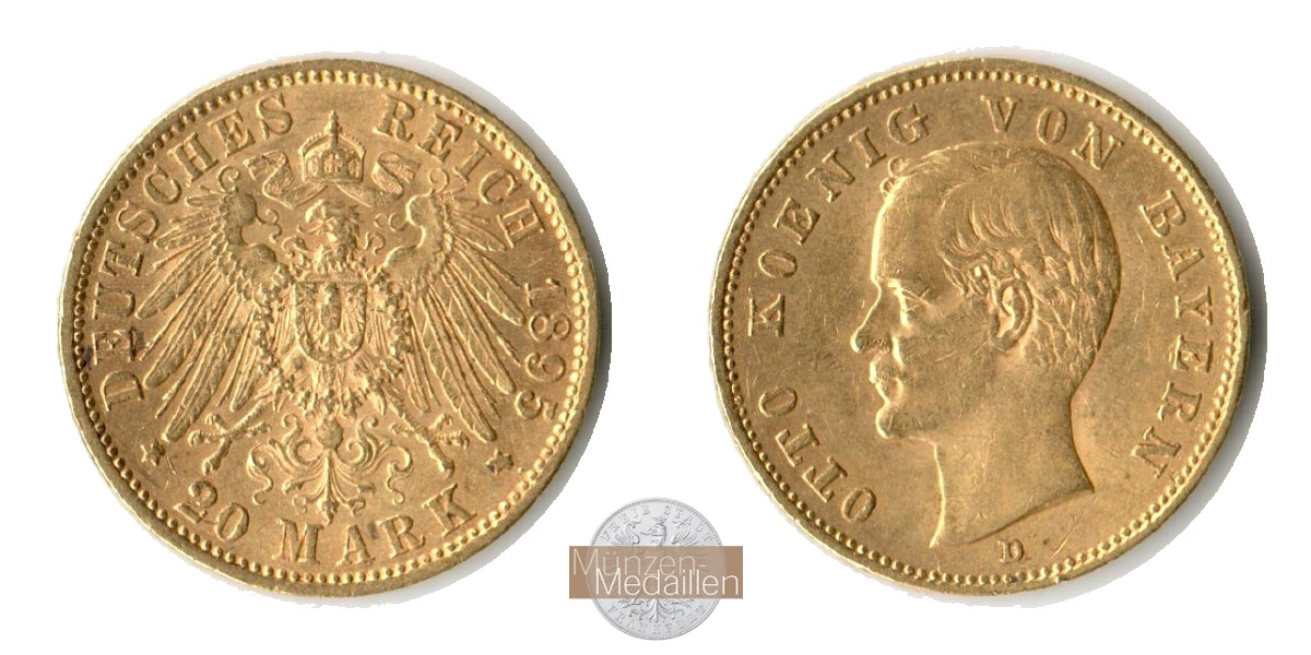 Bayern, Kaiserreich 20 Mark MM-Frankfurt KM#920 Feingold: 7,17g Otto 1895 D 