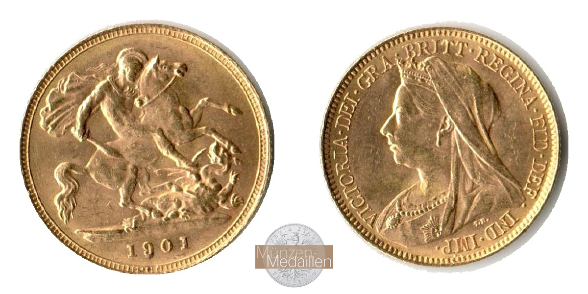 Grossbritannien, Victoria 1837-1901. MM-Frankfurt Feingold: 3,99g 1/2 Sovereign 1901 