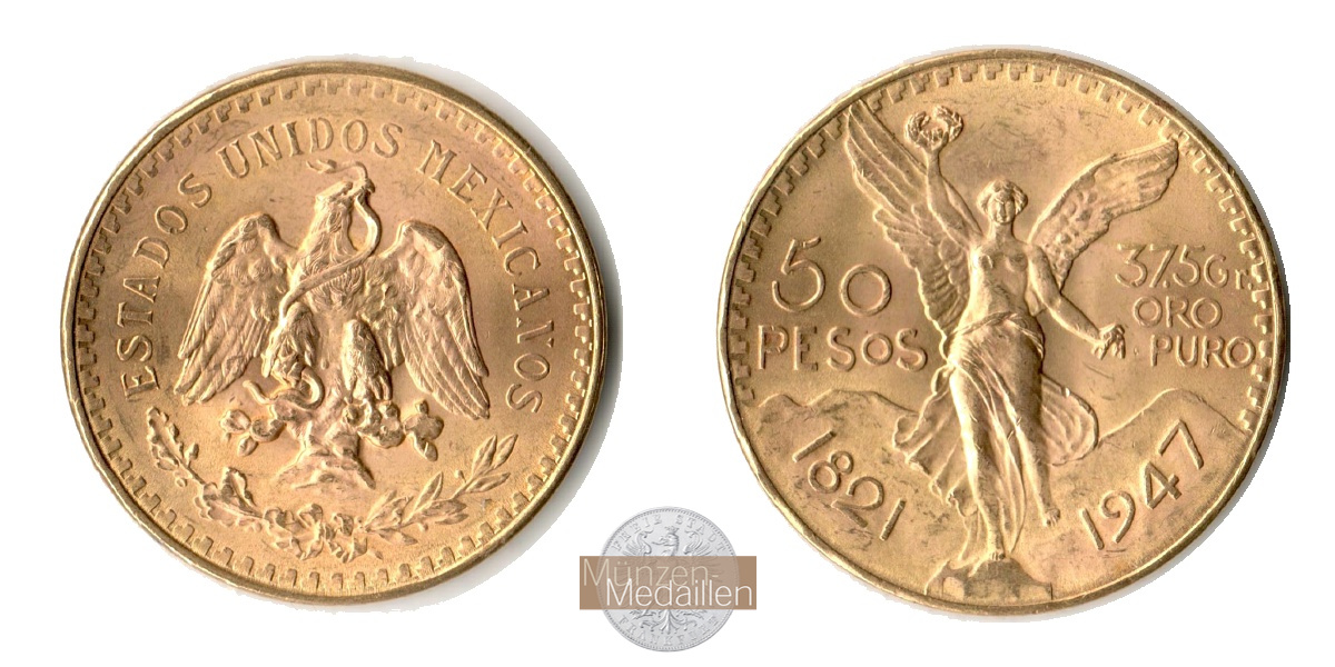  Mexiko 50 Pesos Centenario (Independence) 1929 (1921-1947) MM-Frankfurt KM#481 Feingold: 37,5g   