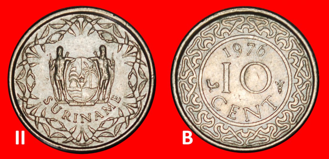 Ⰺ NIEDERLANDE SCHIFF (1962-1921): SURINAME ★ 10 CENT 1976! ENTDECKUNG MÜNZE!★OHNE VORBEHALT