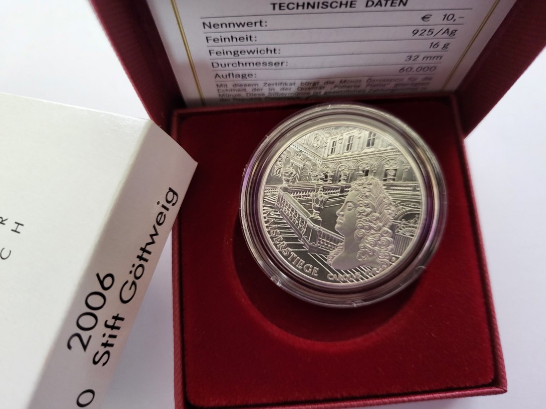  10 Euro 2006 Stift Göttweig  silber 925/16g fein Österreich Spittalgold9800 (4971/10   