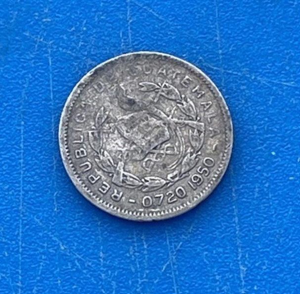  SILBER - Guatemala 5 Centavos 1950 Ceiba-Baum (Nationalbaum)   