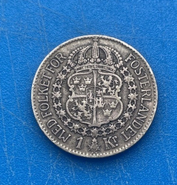  SILBER - Schweden 1 Krona 1930 Gustaf V. Gekröntes Staatswappen & Wahlspruch   