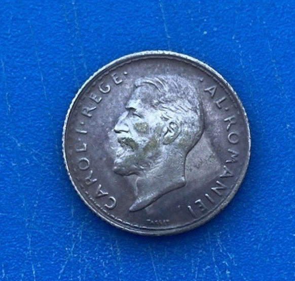  SILBER - Königreich Rumänien 50 Bani 1914 Carol I. & Gekrönte Olivenzweige   