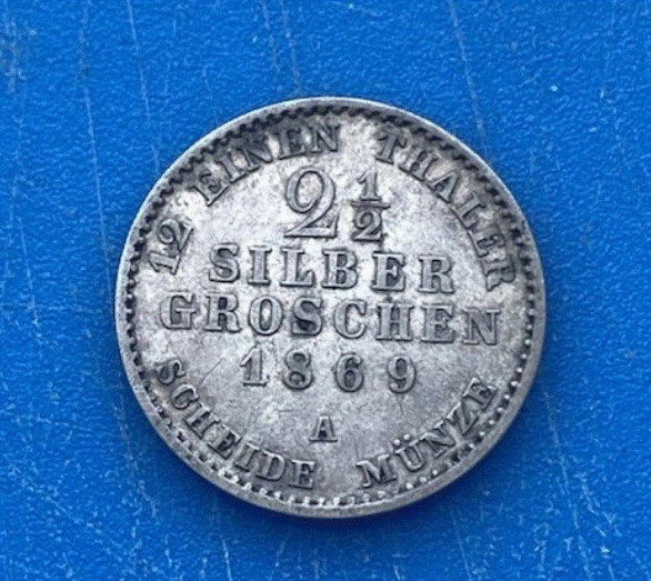  SILBER - Königreich Preußen 2 1/2 Silbergroschen 1869 A Wilhelm I.   