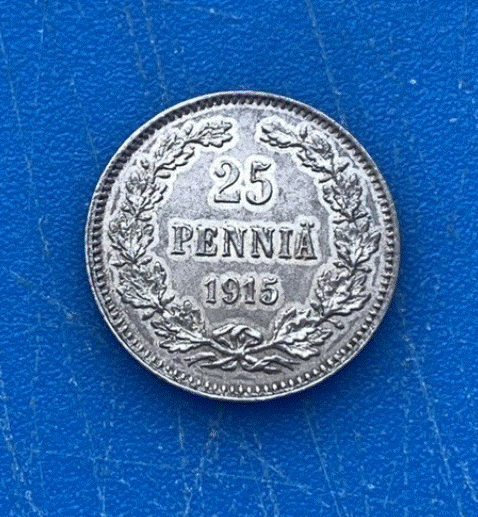  SILBER - Großfürstentum Finnland 25 Penniä 1915   