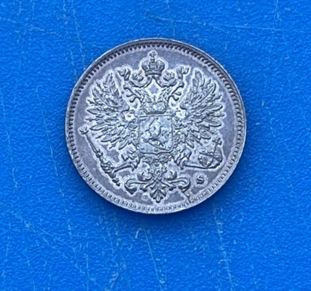  SILBER - Großfürstentum Finnland 25 Penniä 1915   
