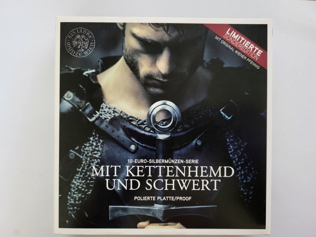  10 Euro 2019 2020 2021 5 Stk mit Kettenhemd + Schwert 16g fein Österreich Spittalgold9800 (4971   