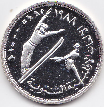 Ägypten 5 Pounds 1988 AH 1408 – Calgary Winter Olympics – Proof – KM# 628