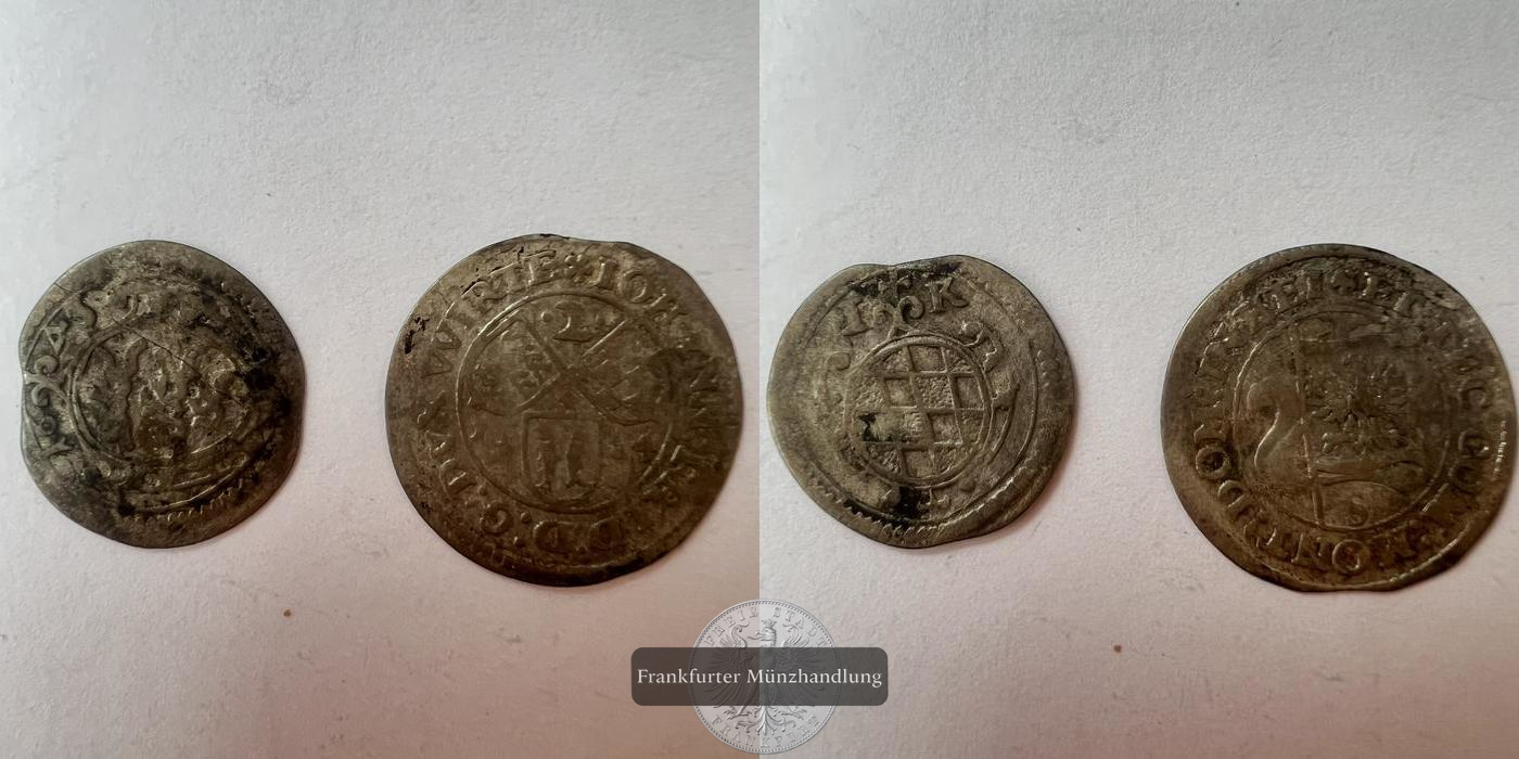  Dt 2 Kreuzers John Frederick I 1 Kreuzer Eberhard III 1FM-frankfurt KM#124 KM#200 Silber: 1,75g   