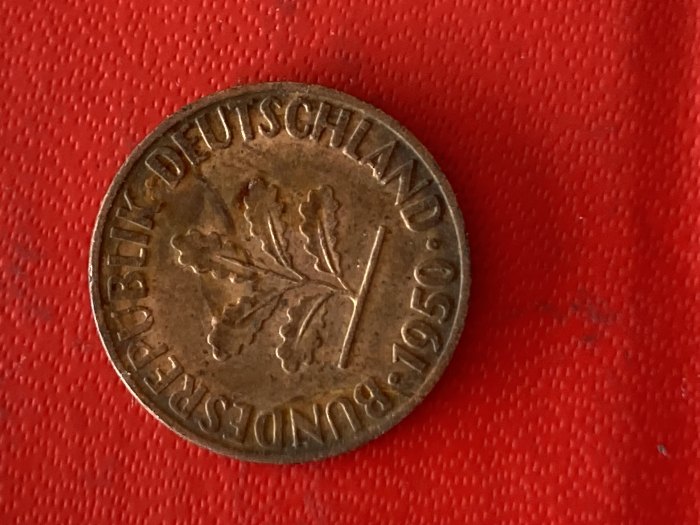  Münze Münzen Umlaufmünze Deutschland 1 Pfennig 1950 Münzzeichen D   