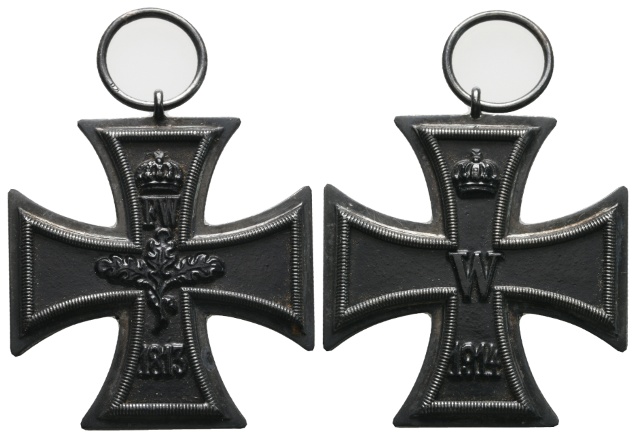  Medaille; Eisernes Kreuz 1813/1914; Eisen; gehenkelt; 18,18 g; H 42,42 mm x B 42,90 mm   