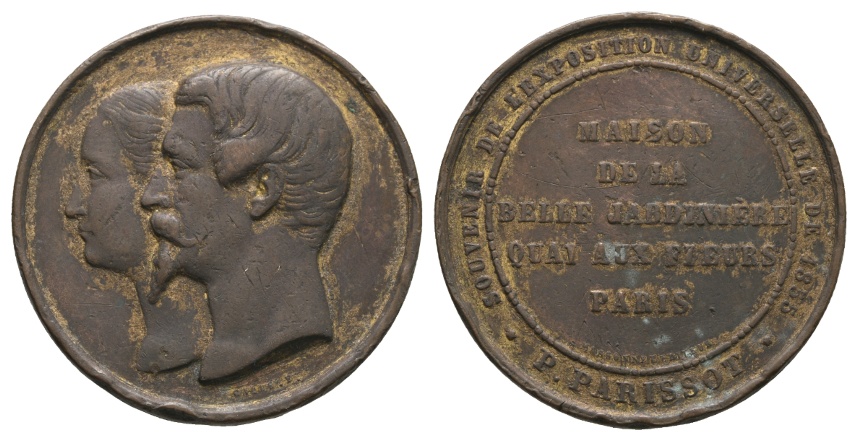  Medaille 1855; Frankreich; Maison de la Belle Jardinière; Bronze; 24,76 g; Ø 37,73   