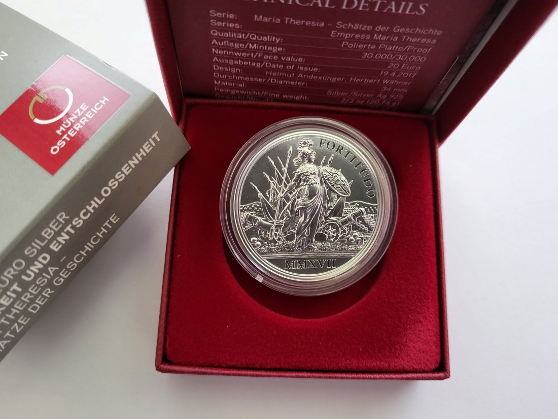  20 Euro 2017 Tapferkeit und Entschlossenheit 925/20,74g fein silber Österreich Spittalgold9800 (5370   