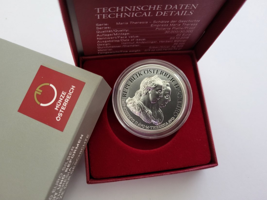  20 Euro 2018 Weisheit und Reformen 925/20,74g fein silber Österreich Spittalgold9800 (5370   
