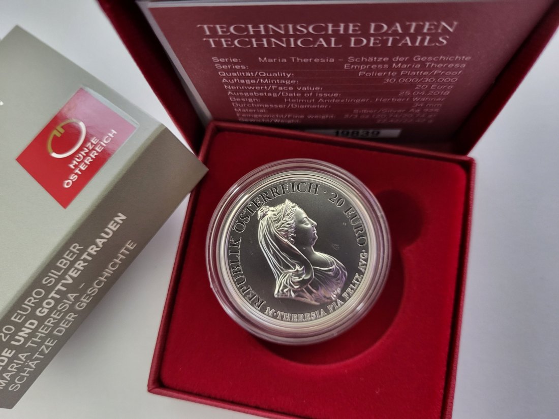  20 Euro 2018 Milde und Gottvertrauen 925/20,74g fein silber Österreich Spittalgold9800 (5370   