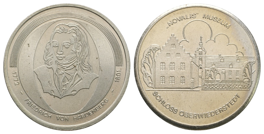  Medaille; Friedrich von Hardenberg 1772-1801; Schloss Oberwiederstedt; Cu/Ni; 24,41 g; Ø 35,63 mm   