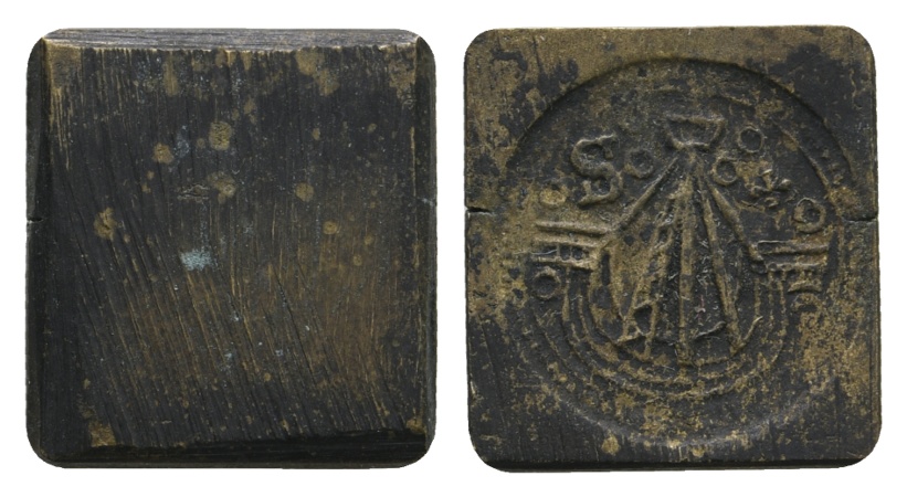  Münzgewicht (1 Stück); Messing; 3,41 g; H 14,81 mm x B 15,78 mm   