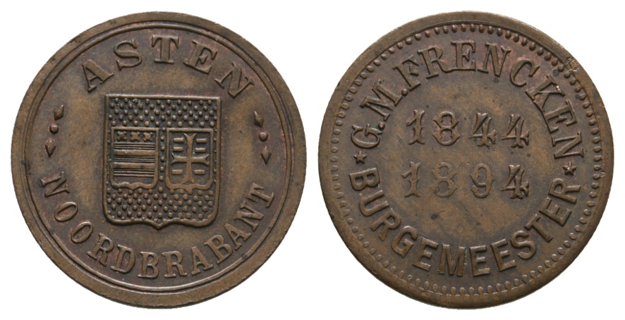  Medaille 1894; Niederlande; Frencken; Dienstjubiläum; Bronze; 5,30 g; Ø 25,04 mm   