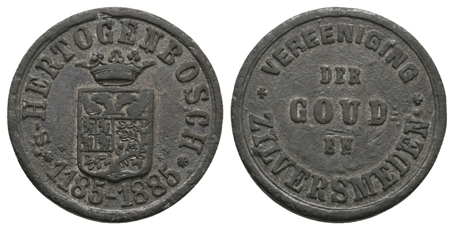  Medaille 1885; Niederlande; Vereeniging der Goud en Zilversmeden; rauher Zinn; 7,35 g; Ø 28,00 mm   