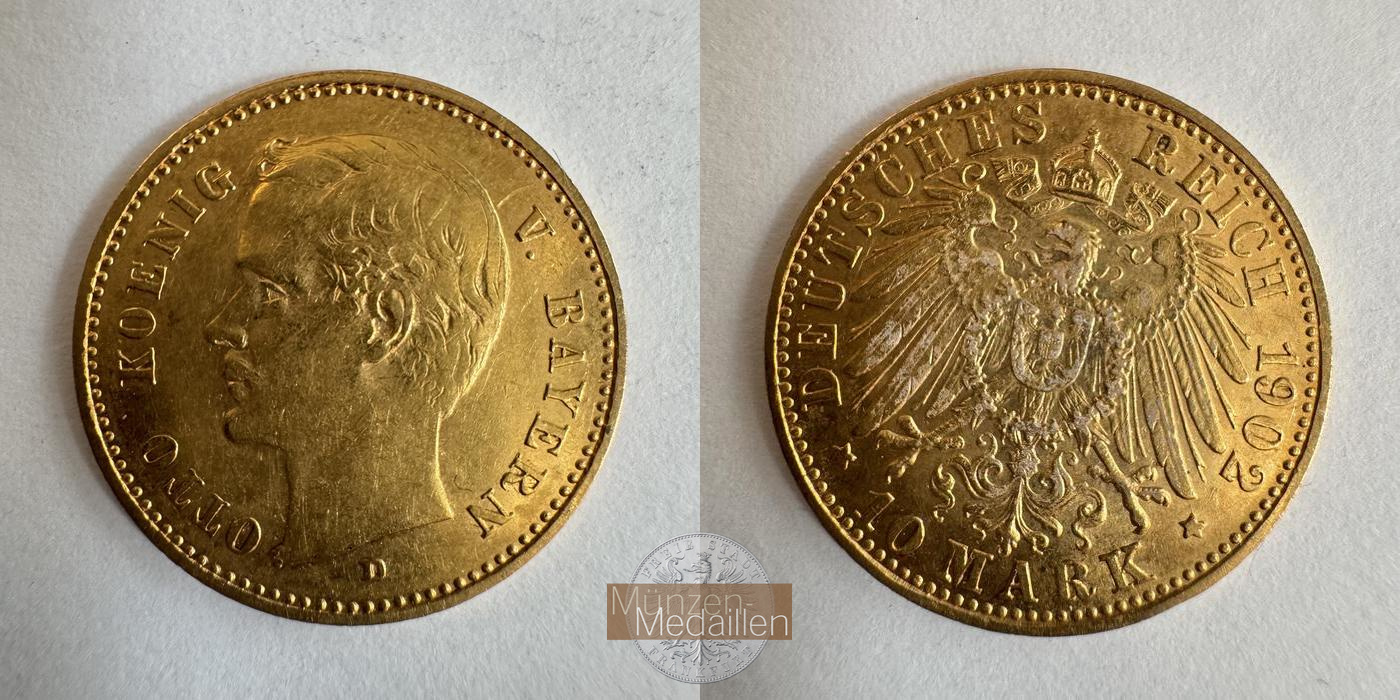  Dt. Reich Bayern, 10 Mark 1902 D Otto MM-Frankfurt KM#994 Feingold: 3,584g   