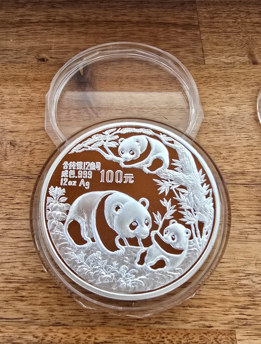  China 1991 12oz Silberpanda in Kapsel, 100yuan   