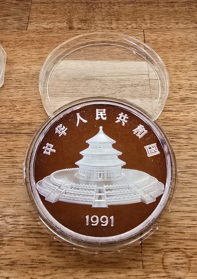  China 1991 5oz Silberpanda in Kapsel, 50yuan   