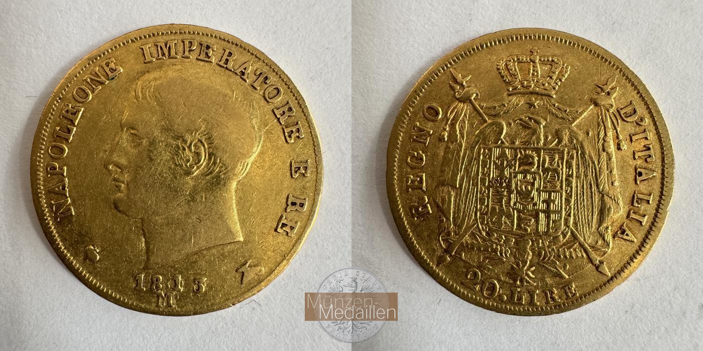  Italien 20 Lire Napoleon I 1813 (1808-1814) MM-Frankfurt KM#11 Feingold: 5,8g   