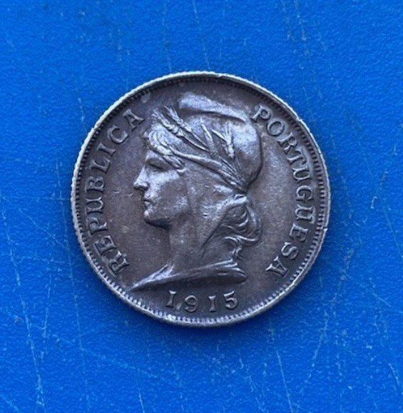  SILBER - Portugal (Erste Republik) 20 Centavos 1915 Kopf der Republik   