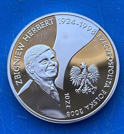  SILBER - Polen 10 Złotych 2008 Zbigniew Herbert (1924–1998) & „Nike, die zögert“   