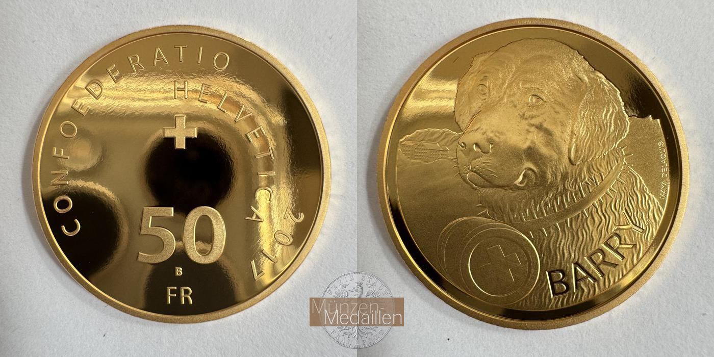  Schweiz 50 Francs (Barry) 2017 MM-Frankfurt KM#168 Feingold: 10,16g   
