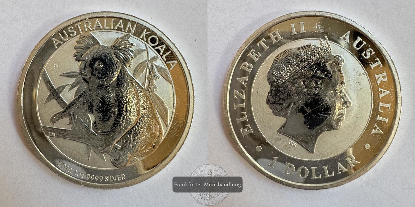  Australien 1 Dollar Koala 2018 FM-Frankfurt KM#3506 Feinsilber: 31,1g   
