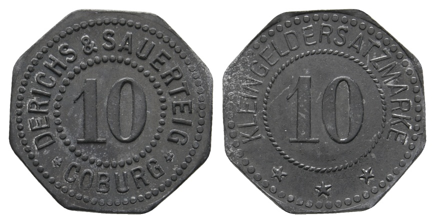  Bayern; Coburg; Derichs & Sauerteig Coburg; Kleingeldersatzmarke WZ: 10; Menzel 4553.2   