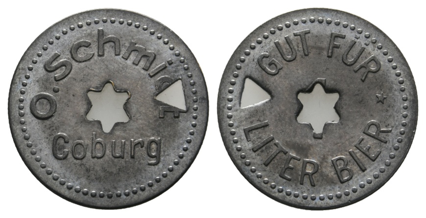 Bayern; Coburg; O. Schmidt Coburg; Gut für 1 Liter Bier; Menzel 4572.4   