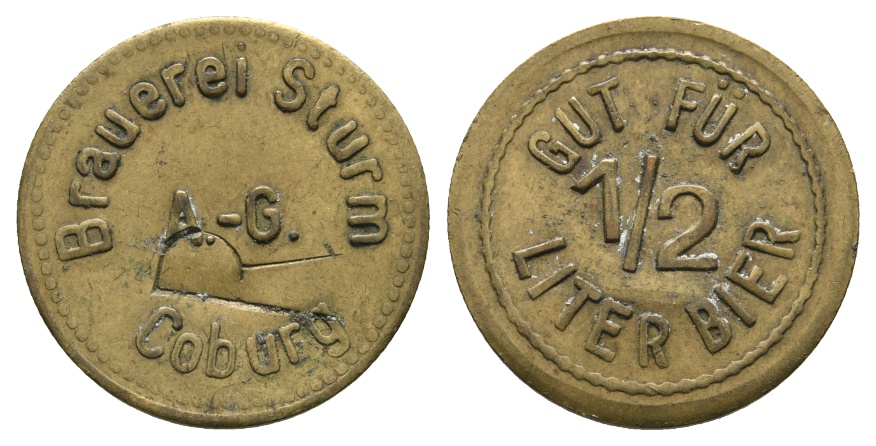  Bayern; Coburg; Brauerei A.-G. Coburg; Gut für 1/2 Liter Bier; Menzel 4547.1   