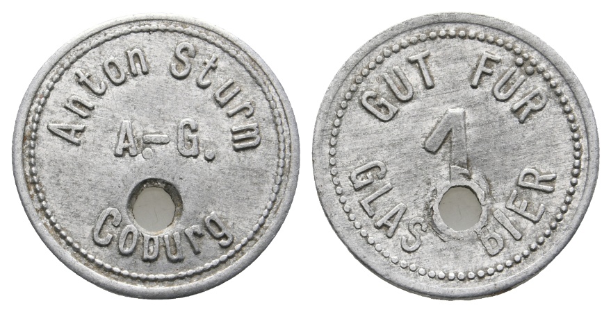  Bayern; Coburg; Anton Sturm A.-G. Coburg; Gut für 1 Glas Bier; Menzel 4538.3   