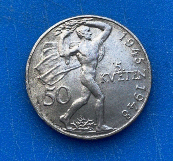  SILBER - Tschechoslowakei 50 Korun 1948 3. Jahrestag des Prager Aufstands   