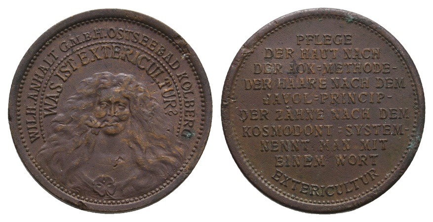  Marke /Token; Wilh. Anhalt GmbH Ostseebad Kolberg; Extericultur; bronze; 4,74 g; Ø 24,05 mm   
