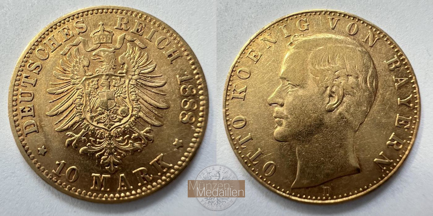  Deutschland 10 Mark - Otto 1888 FM-FRANKFURT KM#910 Feingold: 3,58g   